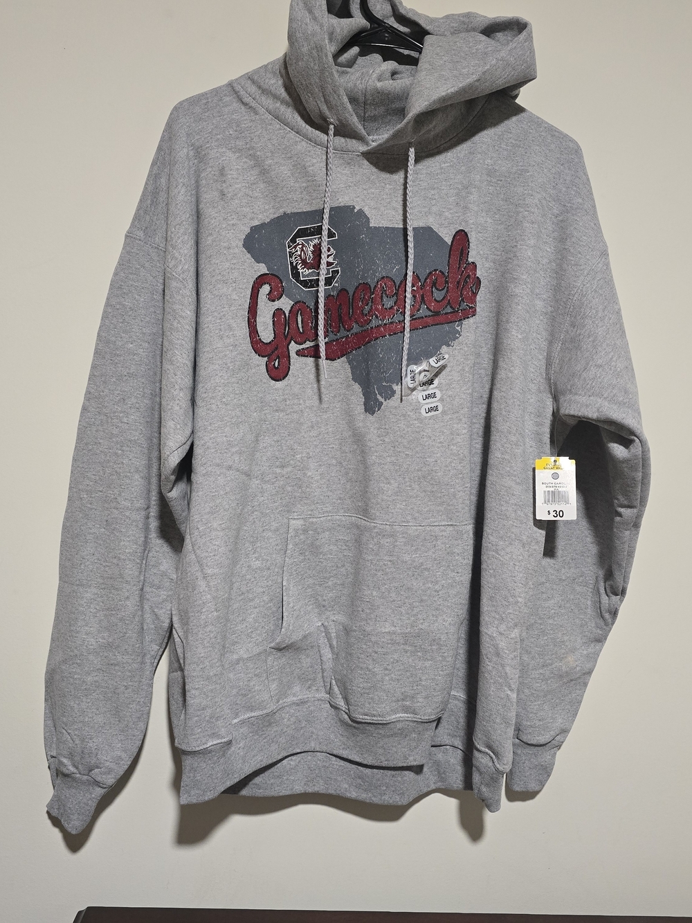 NWT✨️ Hanes Gray Gamecocks Pullover Hoodie Size LARGE South Carolina